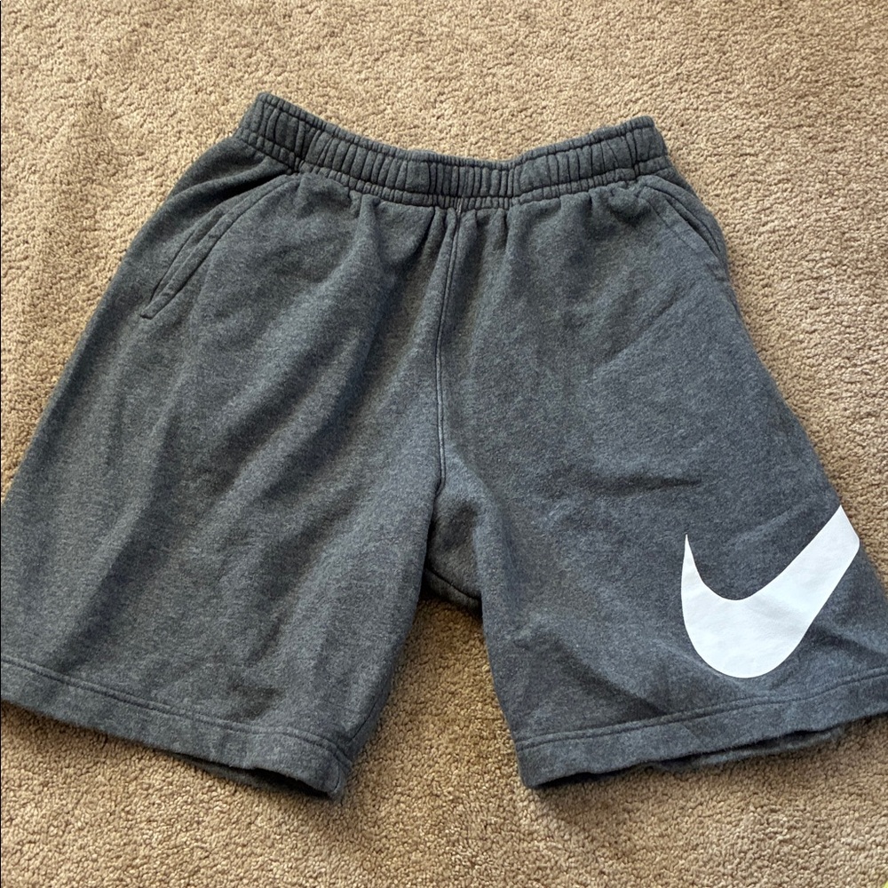 Nike Charcoal Shorts with White Swoosh size M